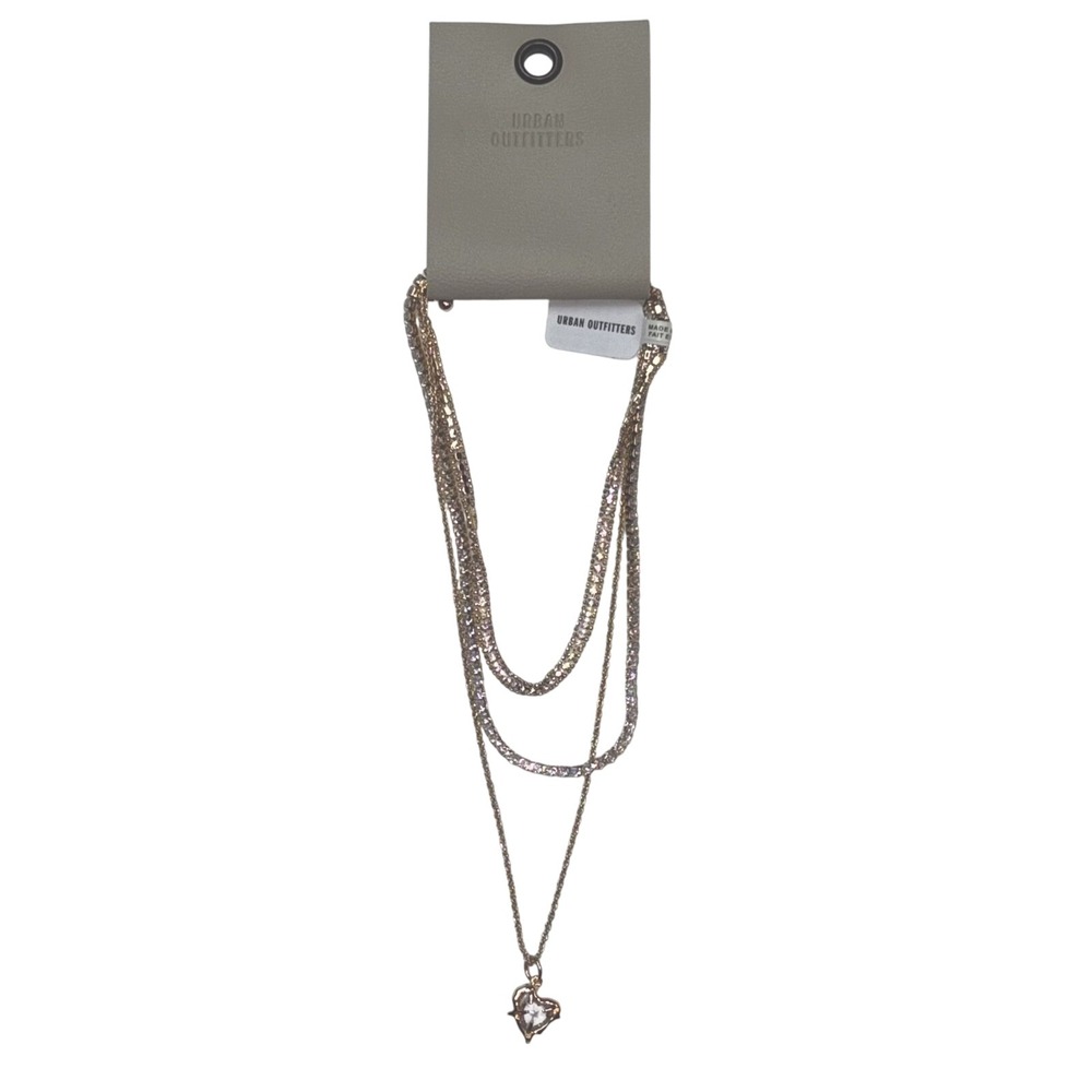 Urban Outfitters‎ Statement Mixed Chain Layered Necklace  Gold Tone New